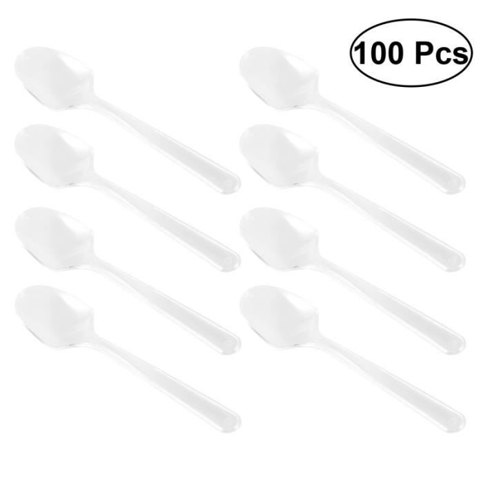 100 PCS Mini Cuillères En Plastique Transparent Jetables