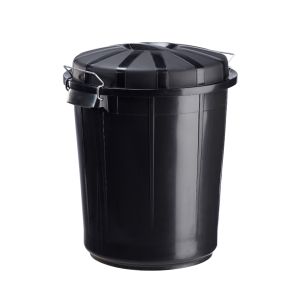 POUBELLE RONDE NOIRE AVEC COUVERCLE